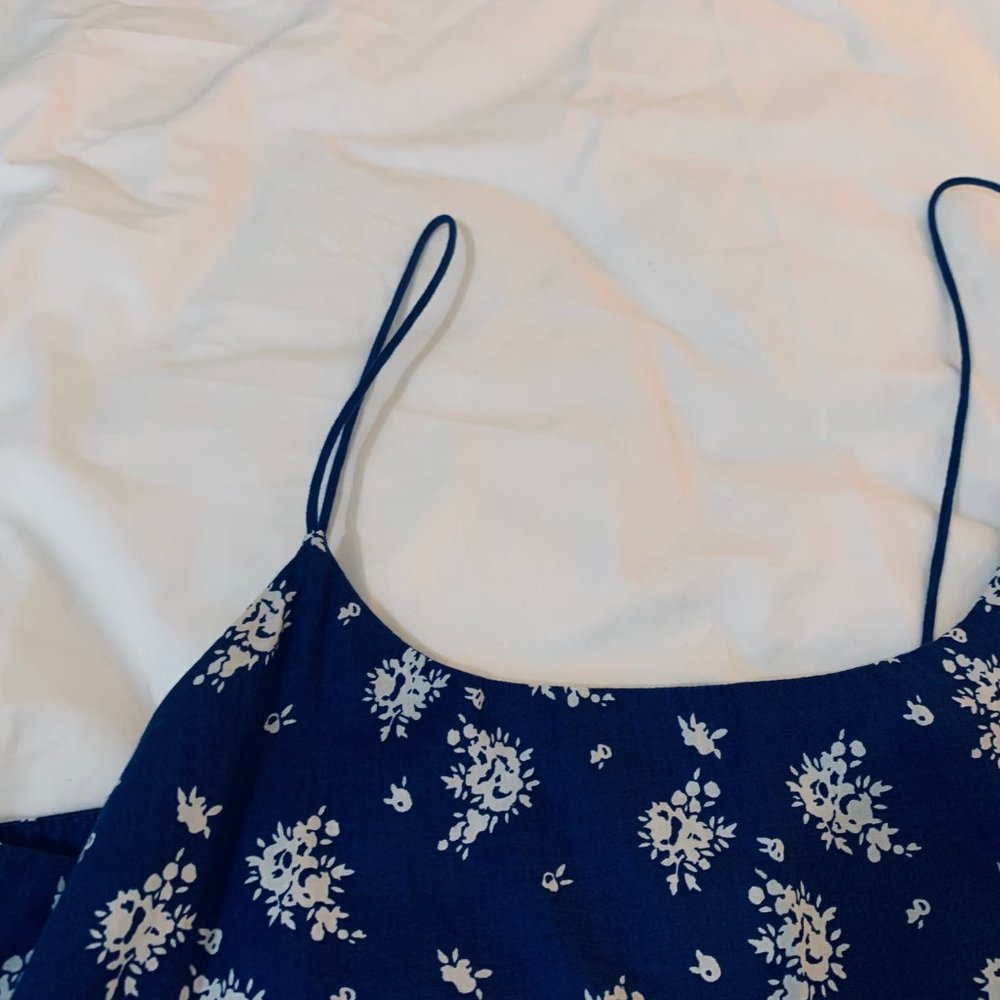 J. Crew Factory Blue and White Cotton Maxi Sun Dress Size 2 - Picture 2 of 12